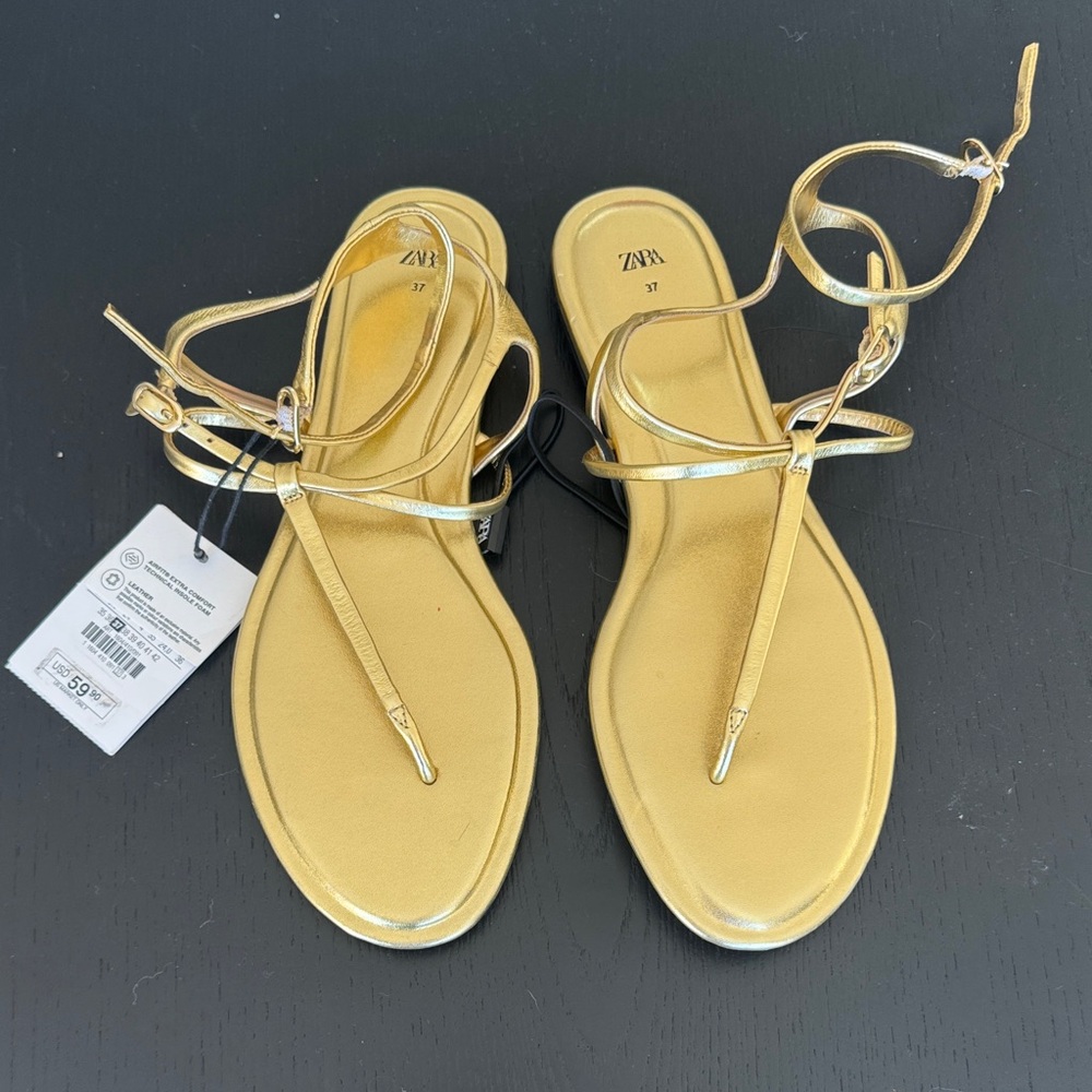 Zara Gold Strappy Sandals